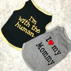 Set of 2 Drooling Dog I'm w/the Human & I Love My Mommy Cotton Blend T-Shirts